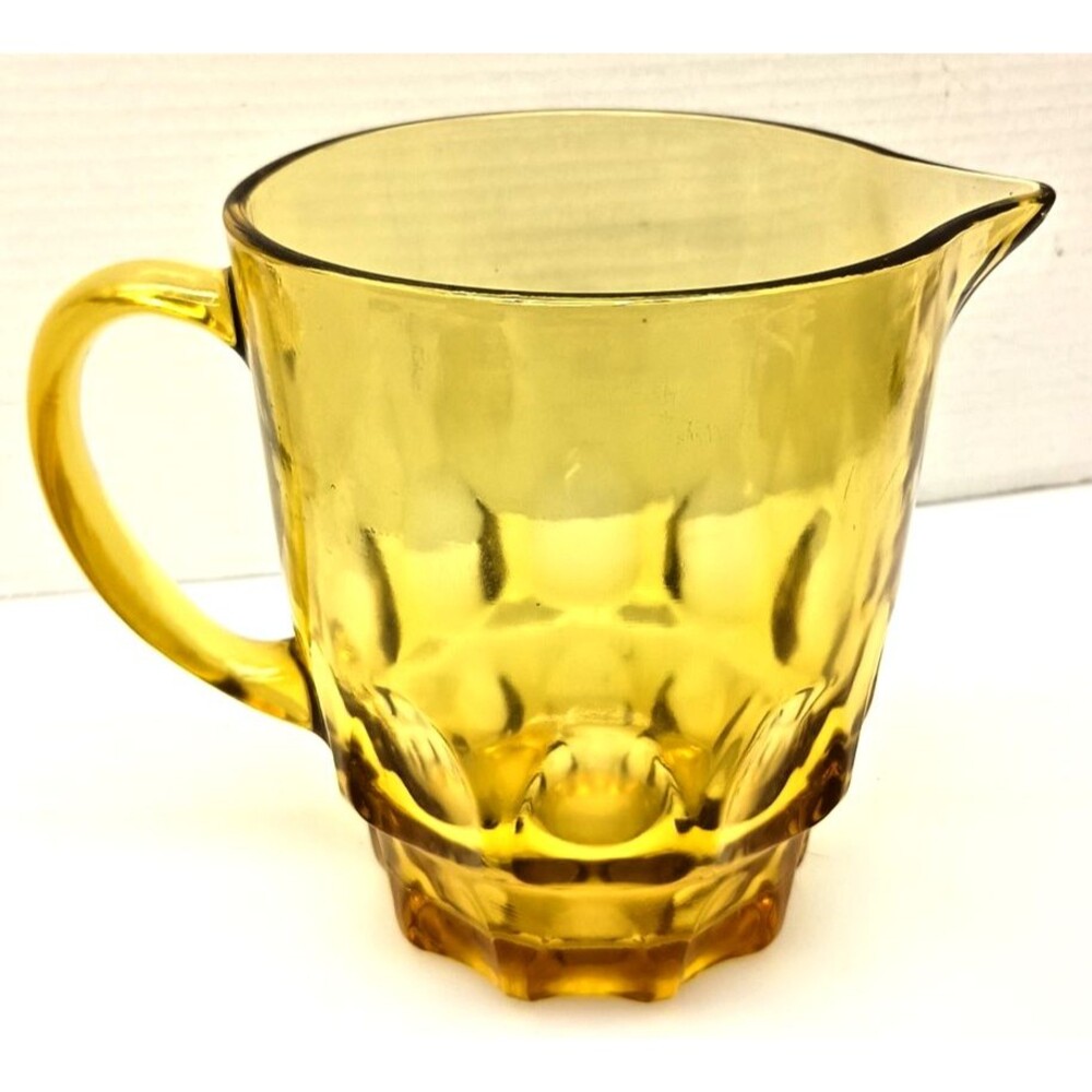 Vintage Hazel Atlas Amber Glass Thumbprint Pitcher 54 oz Mid-Century MCM